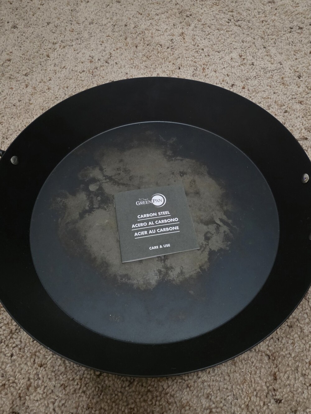 GreenPan Black Carbon Steel Wok with Dual Side Handles